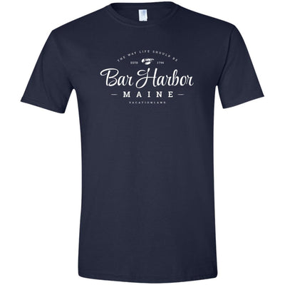 Bar Harbor Maine T-Shirt - Script Logo with Lobster Icon - Comfy Soft T-Shirt (Unisex Tee) - 207 Threads