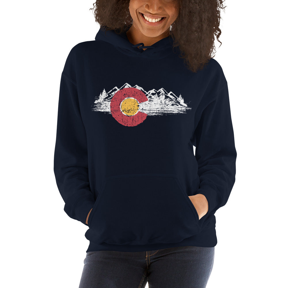 Colorado Flag & Mountains Hoodie - CO Hooded Sweatshirt