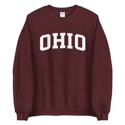 Maroon Comfy Cozy Ohio College Sweatshirt, OH University Style Crew Neck