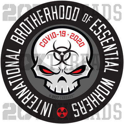 International Brotherhood of Essential Workers Stickers - Covid19 Corona Virus Pandemic Decals - GRAY - 207 Threads