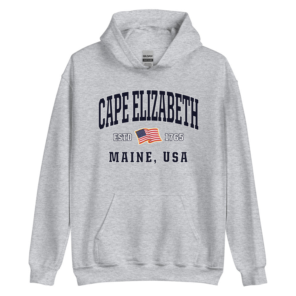 Patriotic Cape Elizabeth Hoodie - USA Flag Cape Elizabeth, Maine 4th of July Sweatshirt