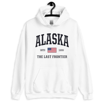USA Alaska Hoodie Sweatshirt | Patriotic American Flag AK Hooded Sweatshirt