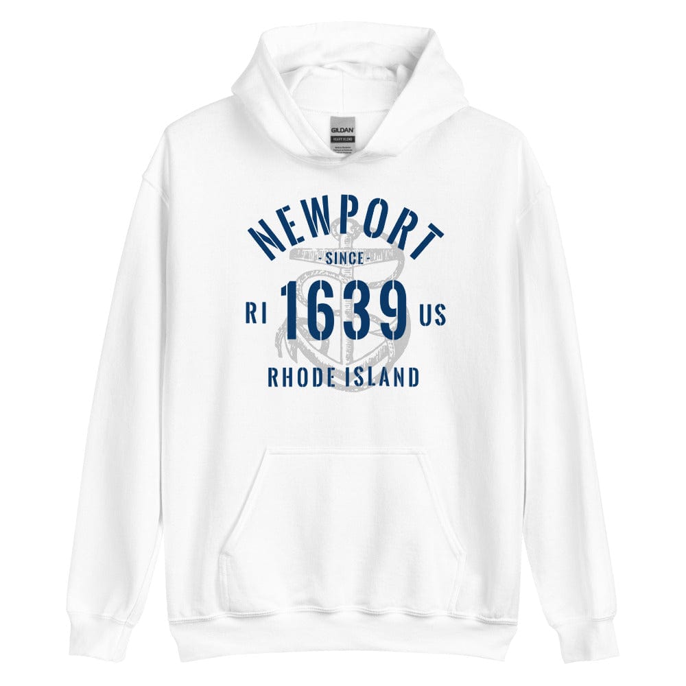 Vintage Sailing Nautical Newport RI Hoodie Stenciled Block Letter An 207 Threads