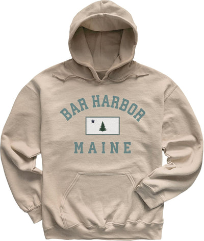 Vintage Original Maine Flag Bar Harbor Hoodie Beige / Sand