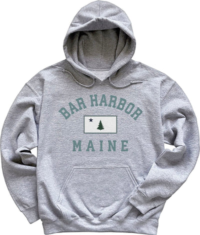 Light Sport Grey Vintage Original Maine Flag Bar Harbor Hoodie 