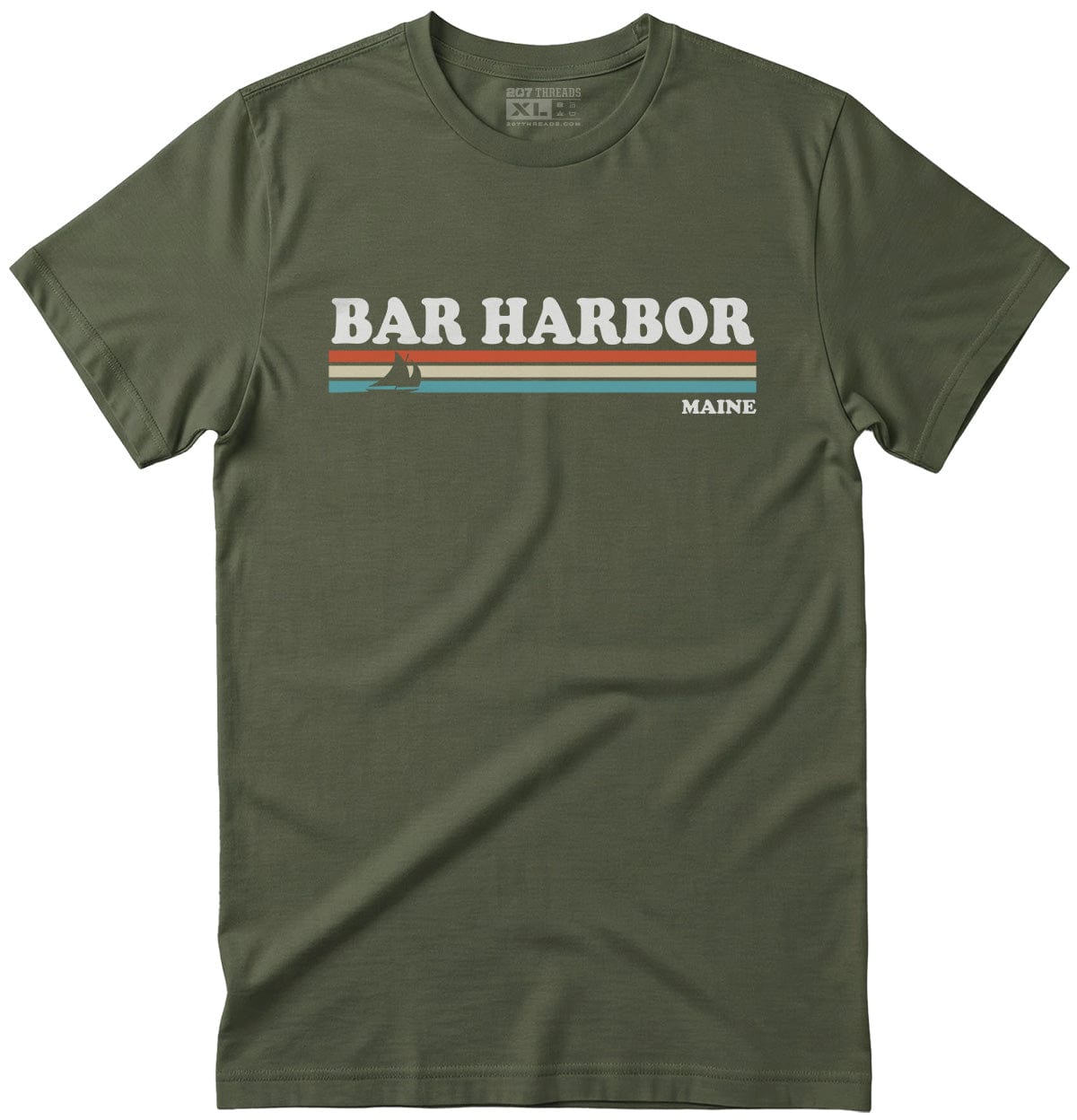 80's Retro Stripes Vintage Bar Harbor Maine T-Shirt