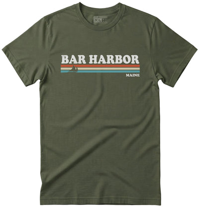 80's Retro Stripes Vintage Bar Harbor Maine T-Shirt