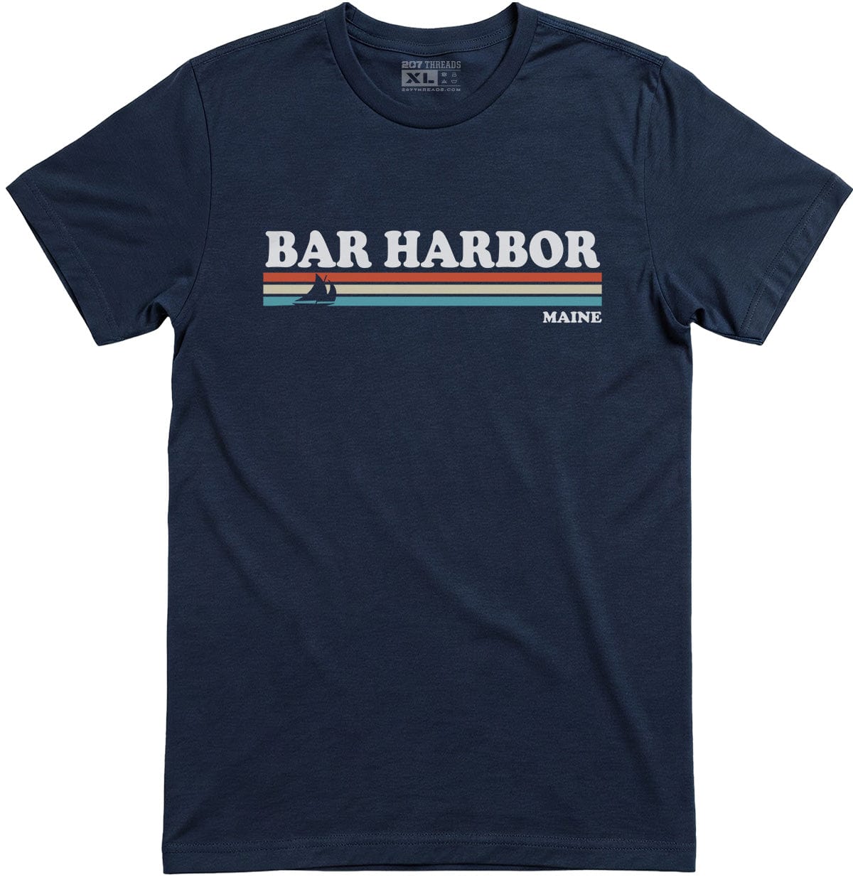 80's Retro Stripes Vintage Bar Harbor Maine T-Shirt