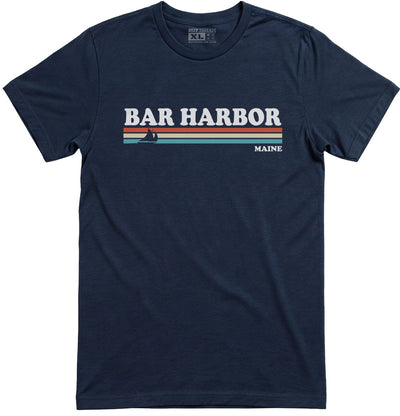 80's Retro Stripes Vintage Bar Harbor Maine T-Shirt