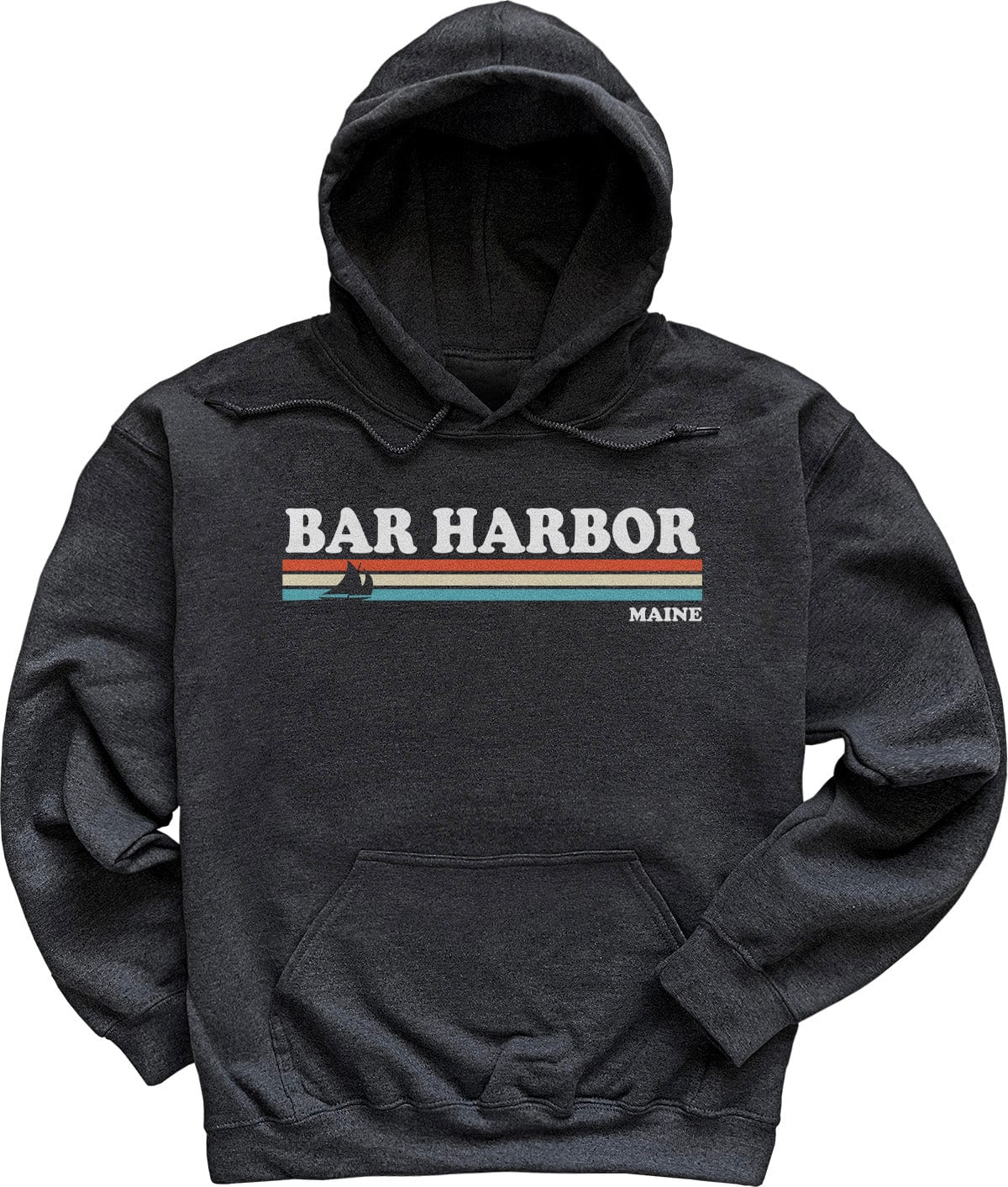 80's Retro Stripes Vintage Bar Harbor Maine Hoodie