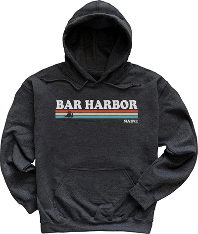 80's Retro Stripes Vintage Bar Harbor Maine Hoodie