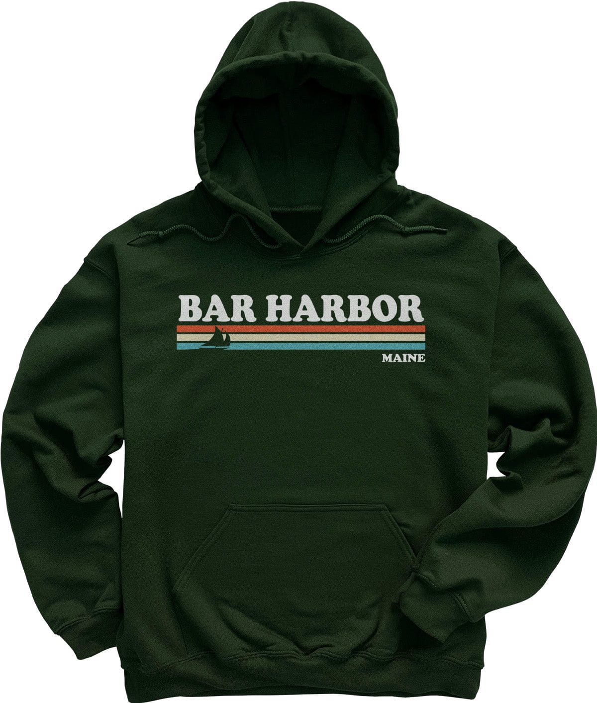 80's Retro Stripes Vintage Bar Harbor Maine Hoodie