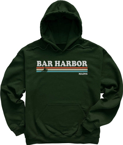 80's Retro Stripes Vintage Bar Harbor Maine Hoodie