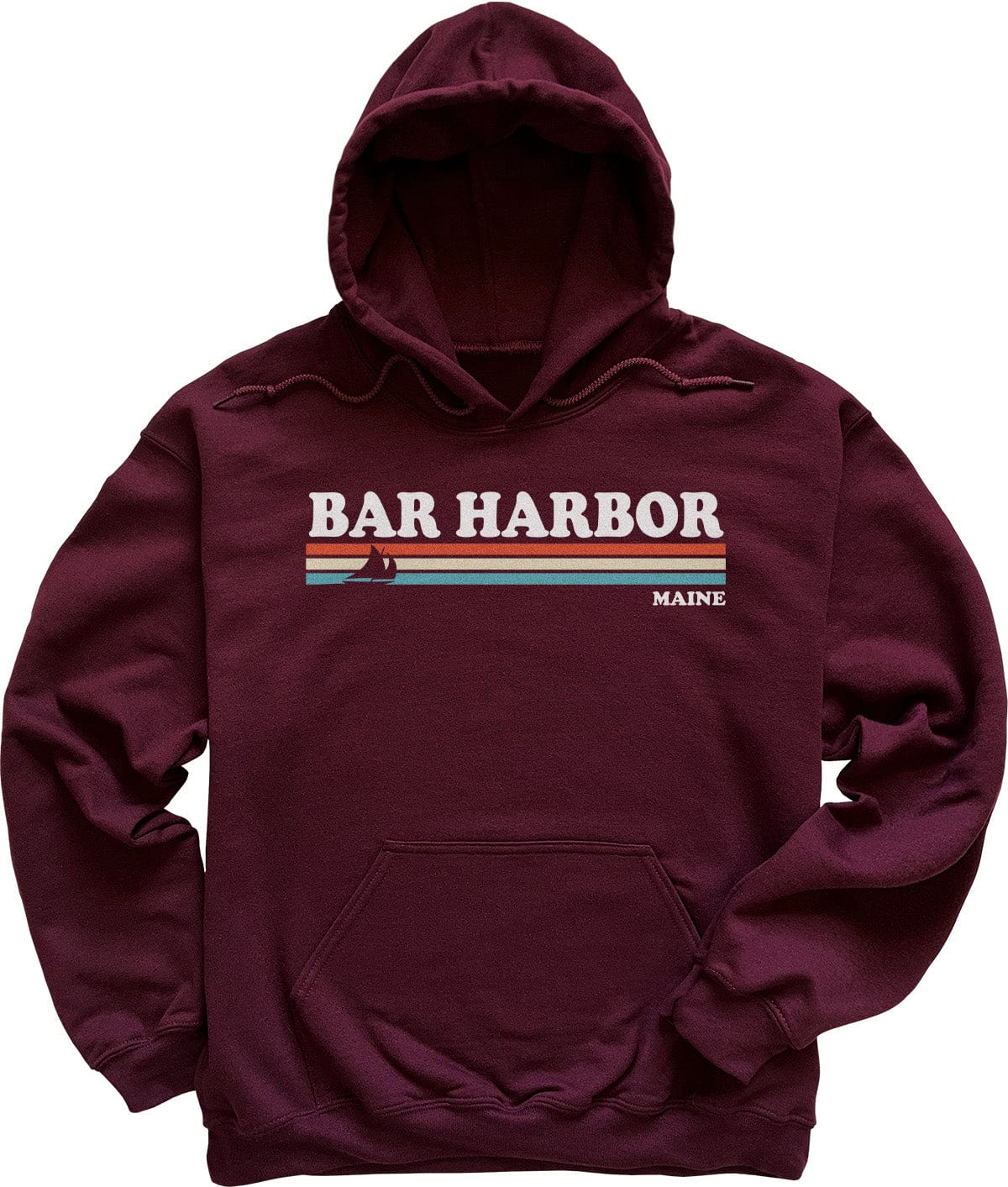 80's Retro Stripes Vintage Bar Harbor Maine Hoodie