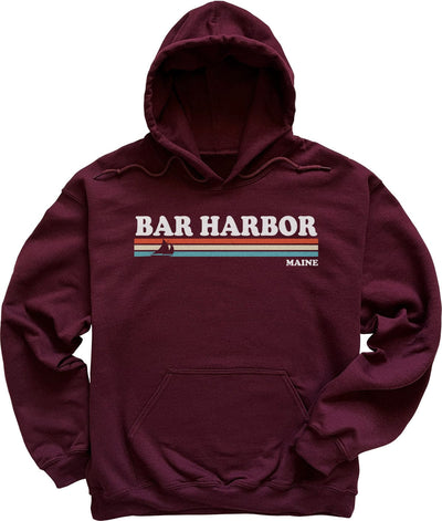80's Retro Stripes Vintage Bar Harbor Maine Hoodie