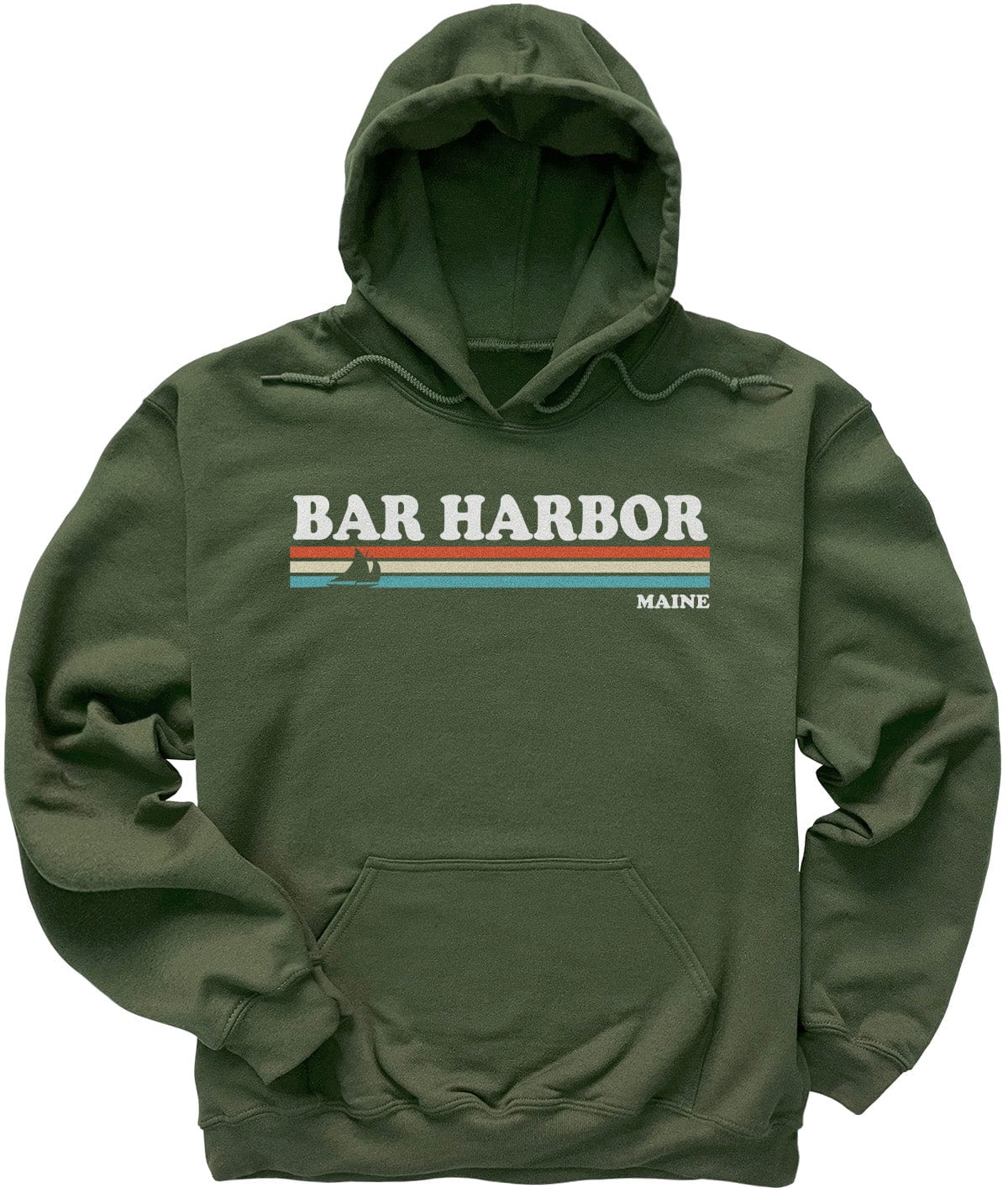 80's Retro Stripes Vintage Bar Harbor Maine Hoodie