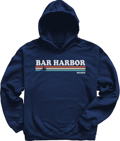 80's Retro Stripes Vintage Bar Harbor Maine Hoodie