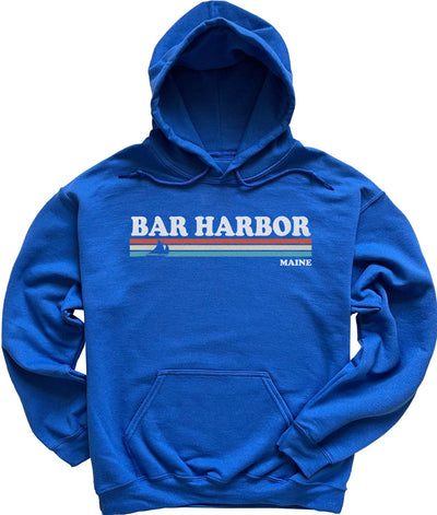 80's Retro Stripes Vintage Bar Harbor Maine Hoodie