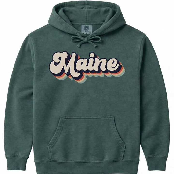 80's Retro Maine Hoodie Sweatshirt - Blue Spruce