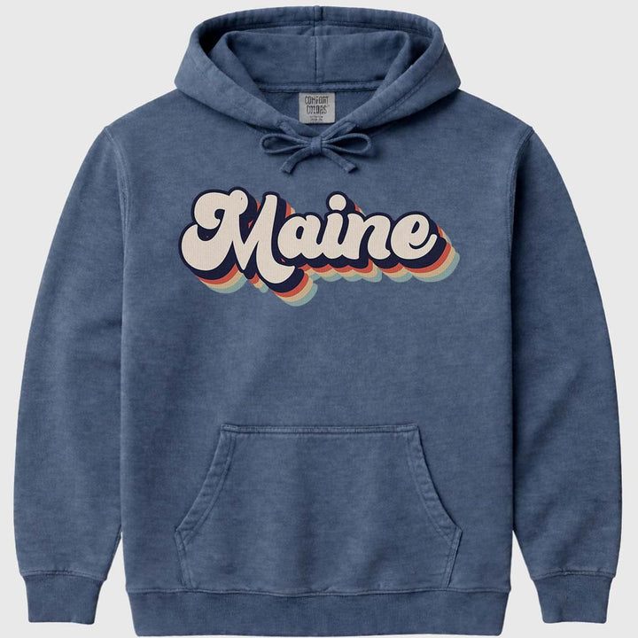 80's Retro Maine Hoodie Sweatshirt - Denim