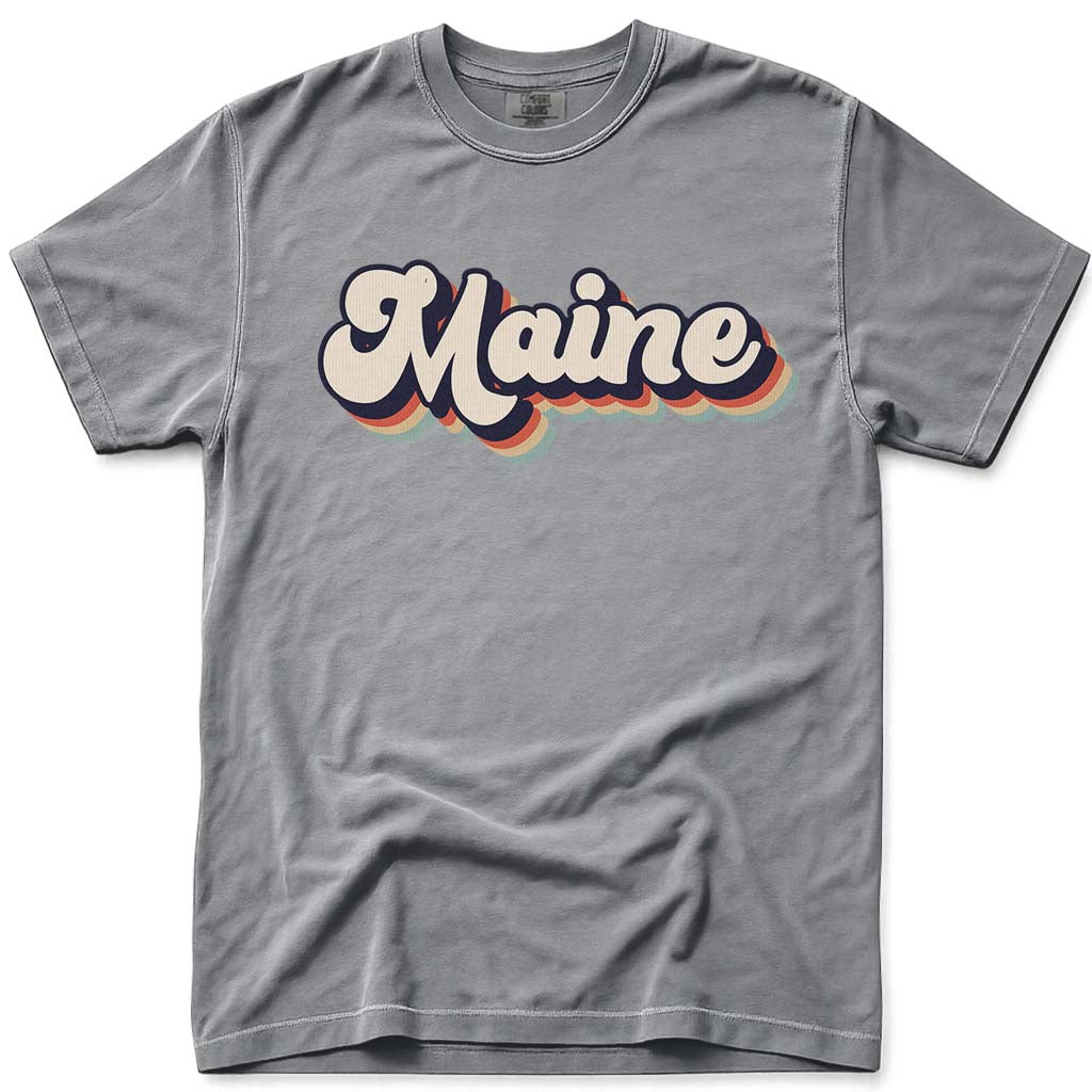 80s Retro Maine T Shirt - Grey