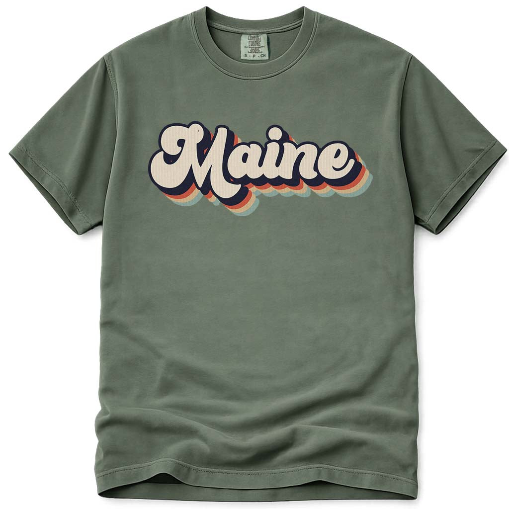 80s Retro Maine T Shirt - Moss