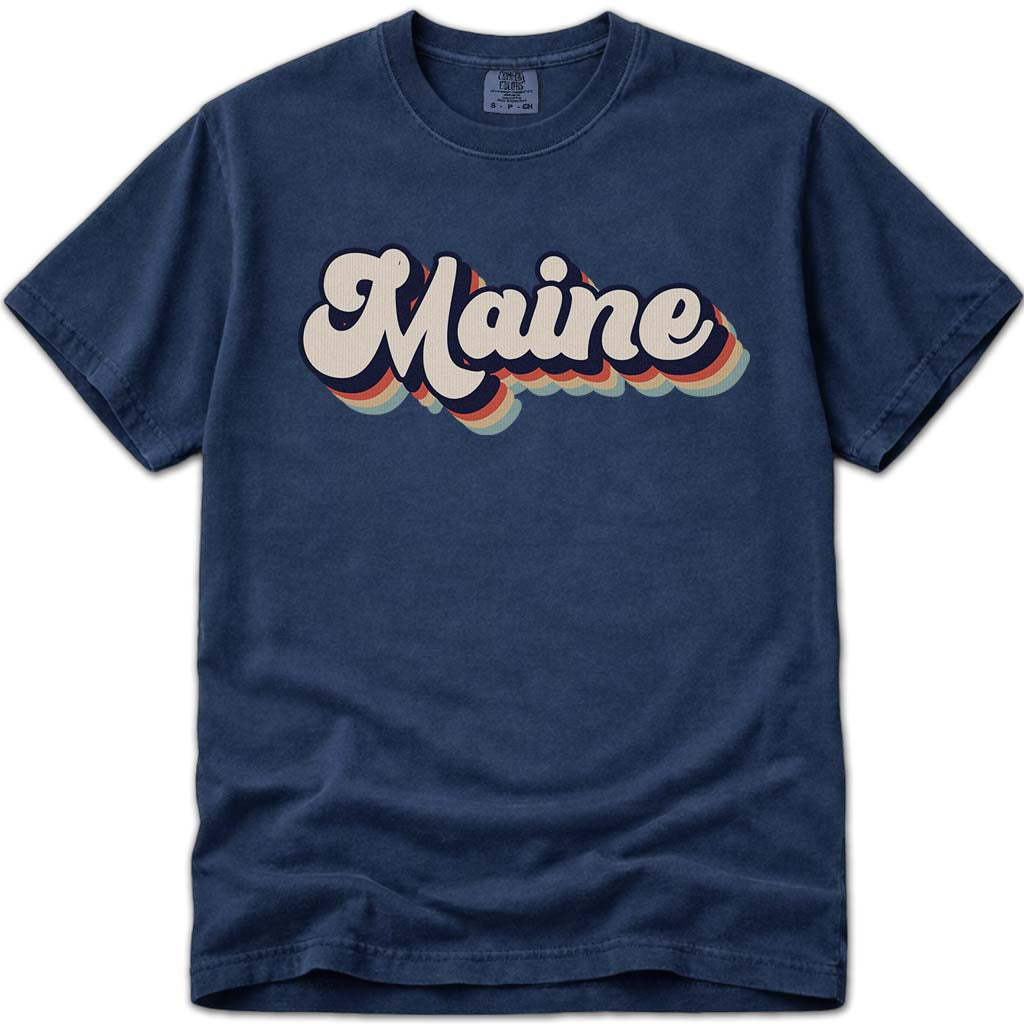 80s Retro Maine T Shirt - Navy