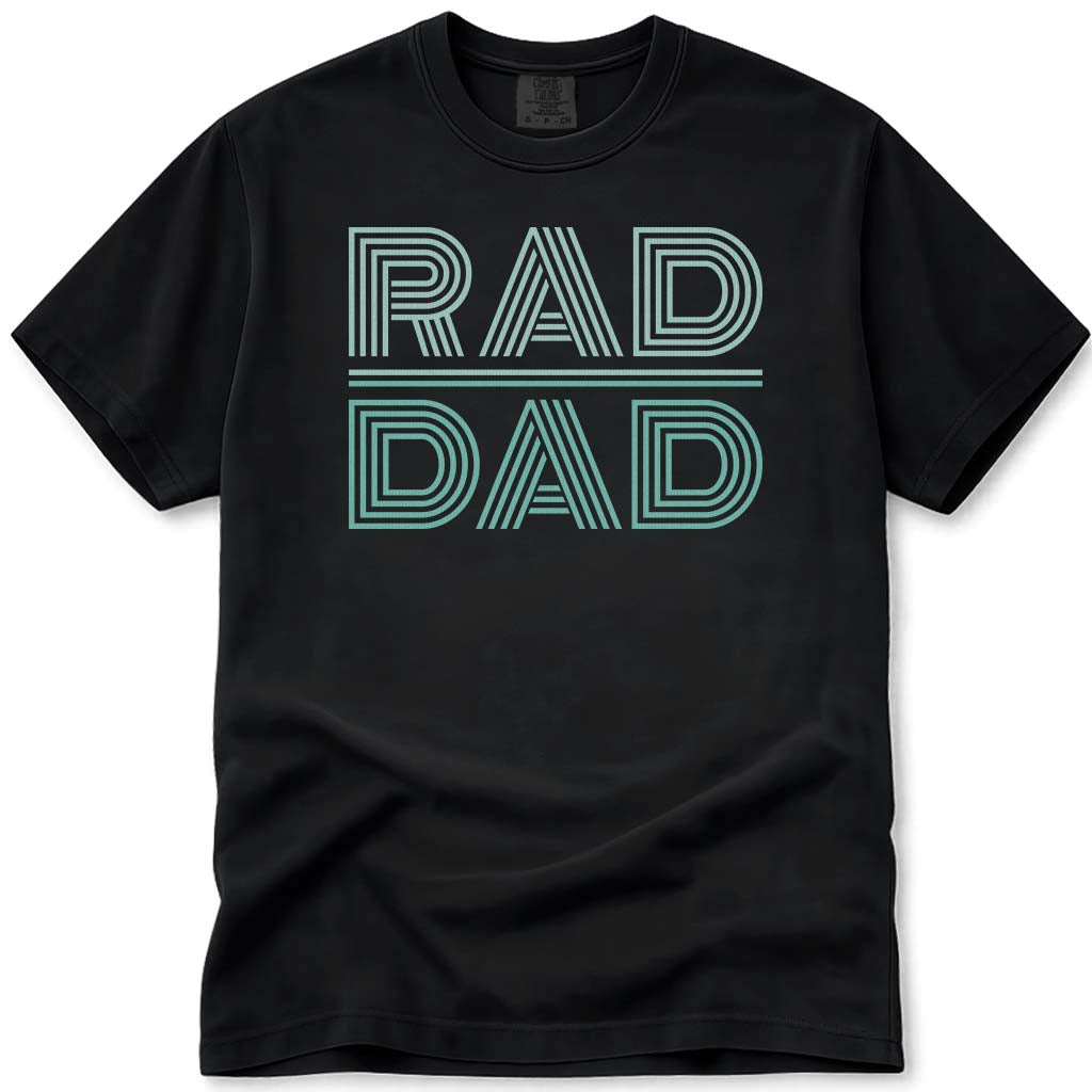 80s Retro Rad Dad Fathers Day Tee - Black