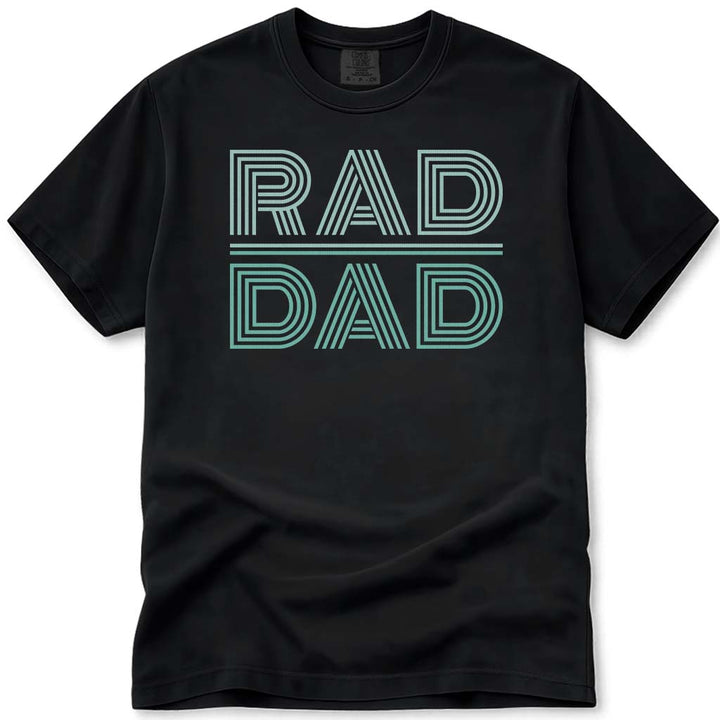80s Retro Rad Dad Fathers Day Tee - Black