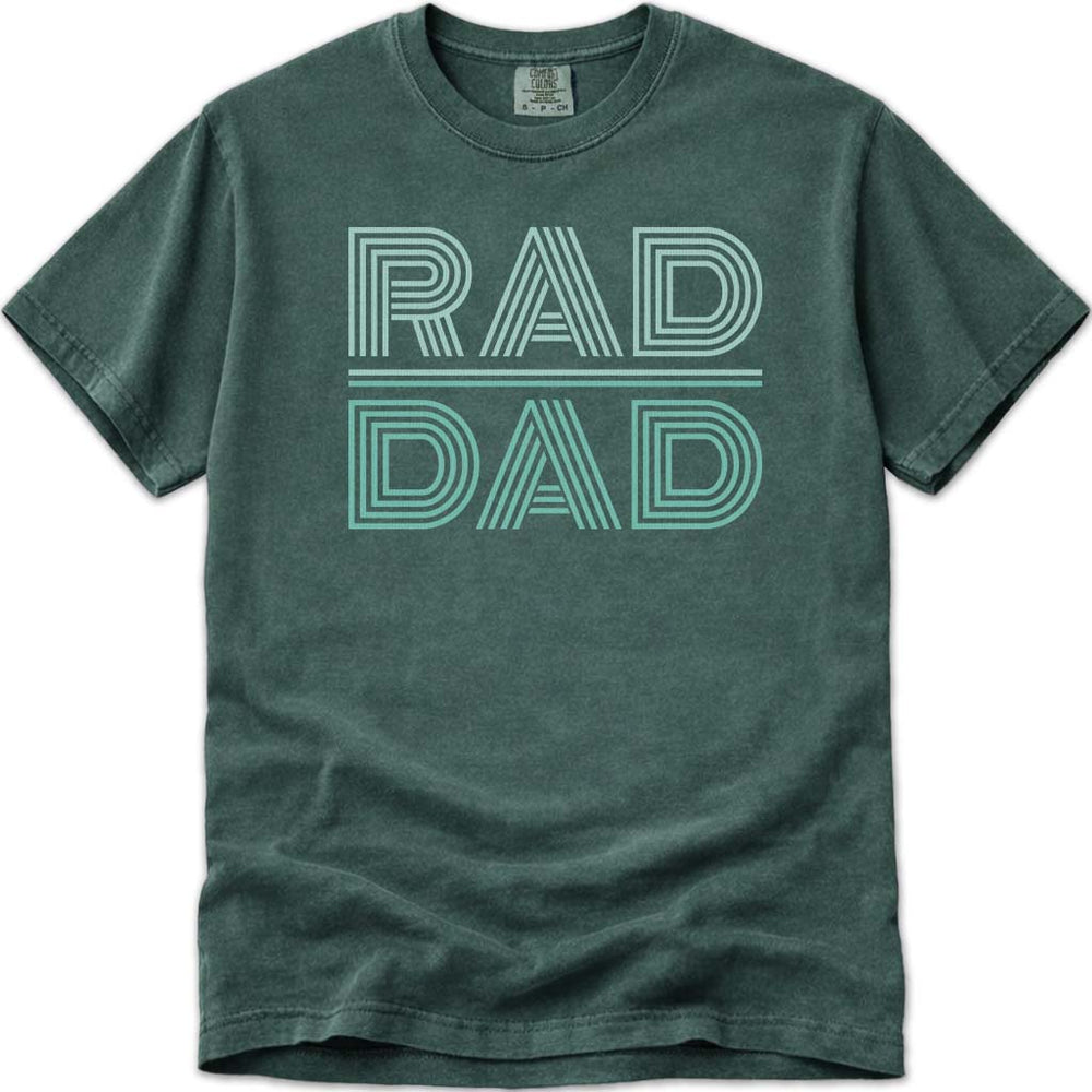 80s Retro Rad Dad Fathers Day Tee - Blue Spruce