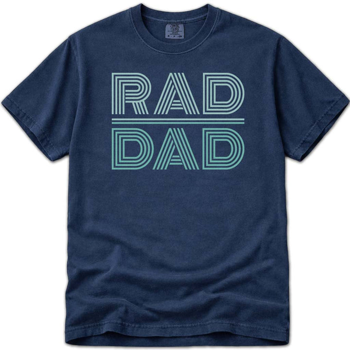 80s Retro Rad Dad Fathers Day Tee - Navy