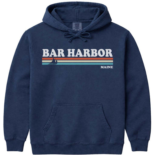 80's Retro Stripes Vintage Bar Harbor Maine Hoodie