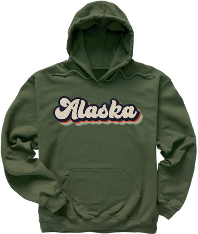 Military Olive Green Retro Alaska Hoodie Sweatshirt