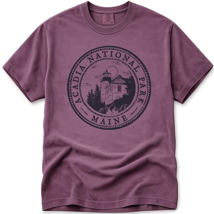Acadia National Park Maine Bass Harbor Lighthouse T Shirt - Berry