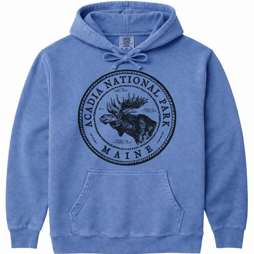 Acadia National Park Moose Art Hooded Sweatshirt