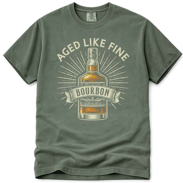 Aged Like Fine Bourbon Dad T-Shirt - Moss