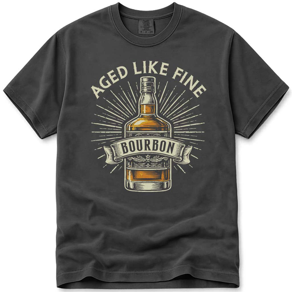 Aged Like Fine Bourbon Dad T-Shirt - Pepper