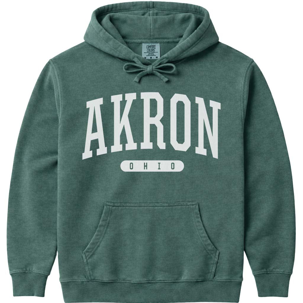 Akron Ohio Hooded Sweatshirt - Blue Spruce