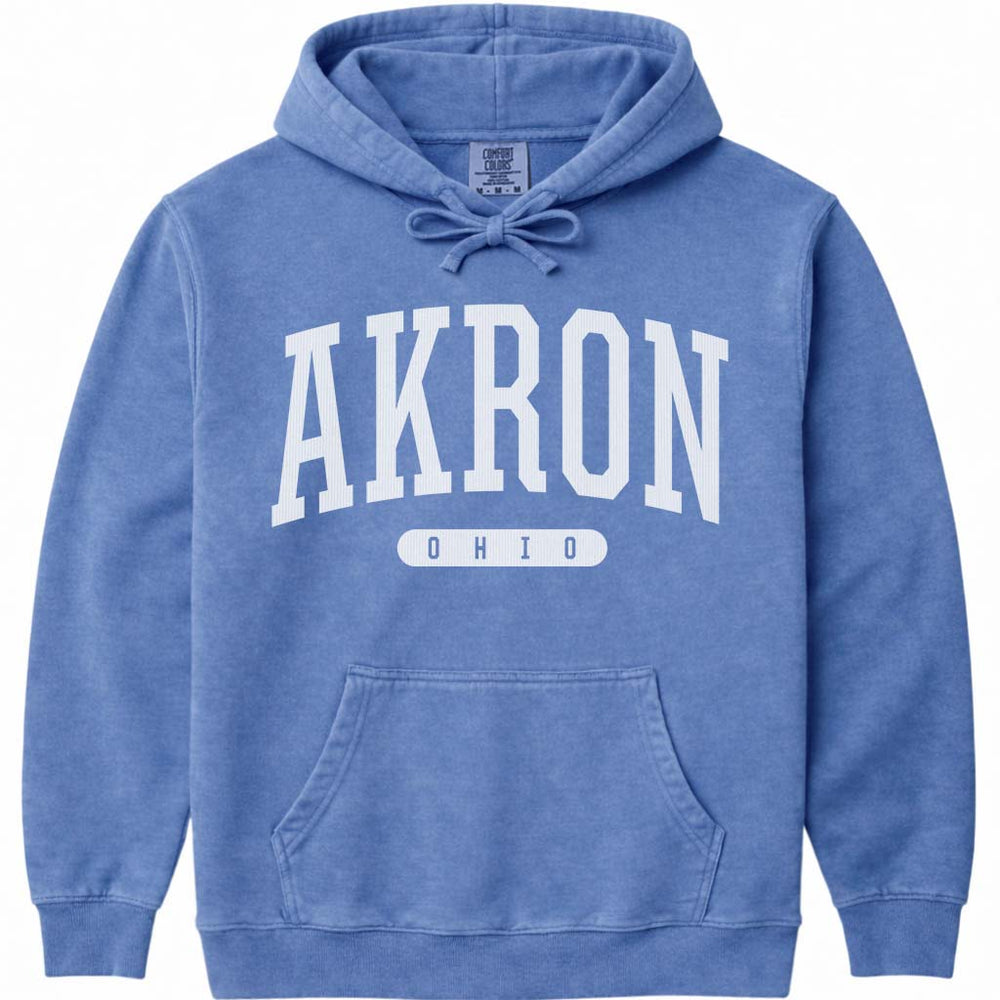 Akron Ohio Hooded Sweatshirt - Flo Blue