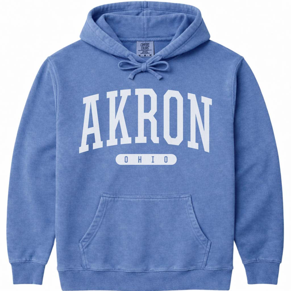 Akron Ohio Hooded Sweatshirt - Flo Blue