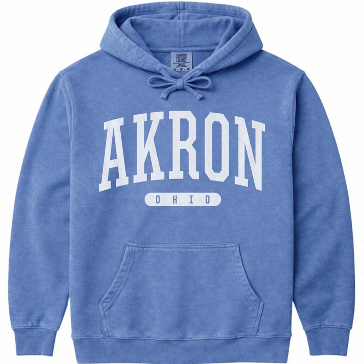 Akron Ohio Hooded Sweatshirt - Flo Blue