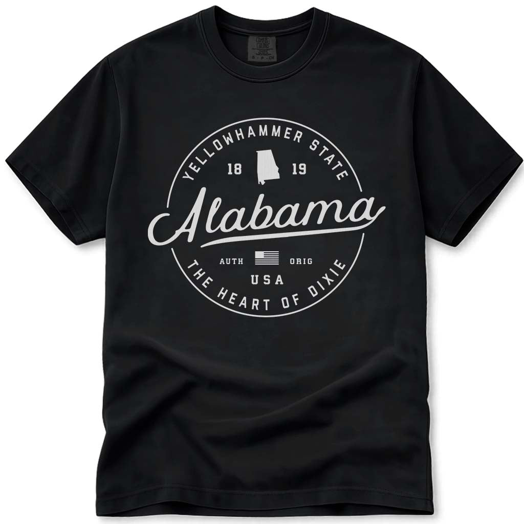Alabama T Shirt, Heart of Dixie - Black