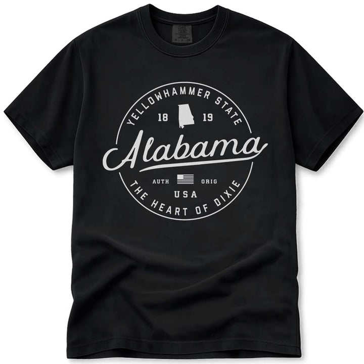 Alabama T Shirt, Heart of Dixie - Black