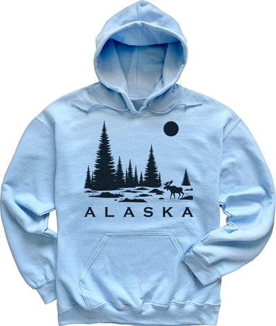 Light Blue Alaska Moose Hoodie Sweatshirt