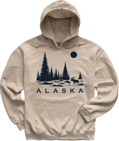 Sand Beige Alaska Moose Hoodie Sweatshirt