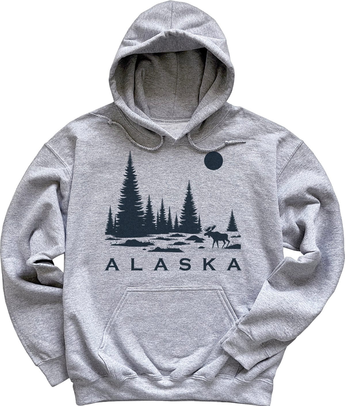 Light Sport Grey Alaska Moose Hoodie Sweatshirt