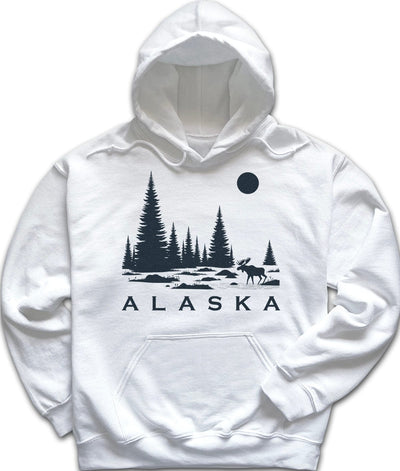 White Alaska Moose Hoodie Sweatshirt