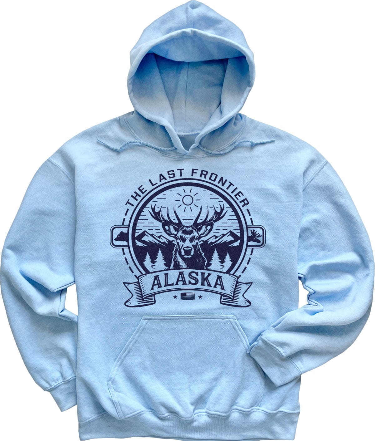 Light Blue Alaska Wildlife Sweatshirt Moose Bear & Deer