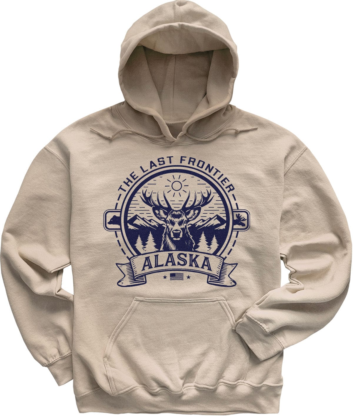 Sand Beige Alaska Wildlife Sweatshirt Moose Bear & Deer