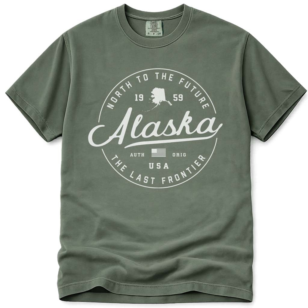 Alaska T Shirt, The Last Frontier - Moss